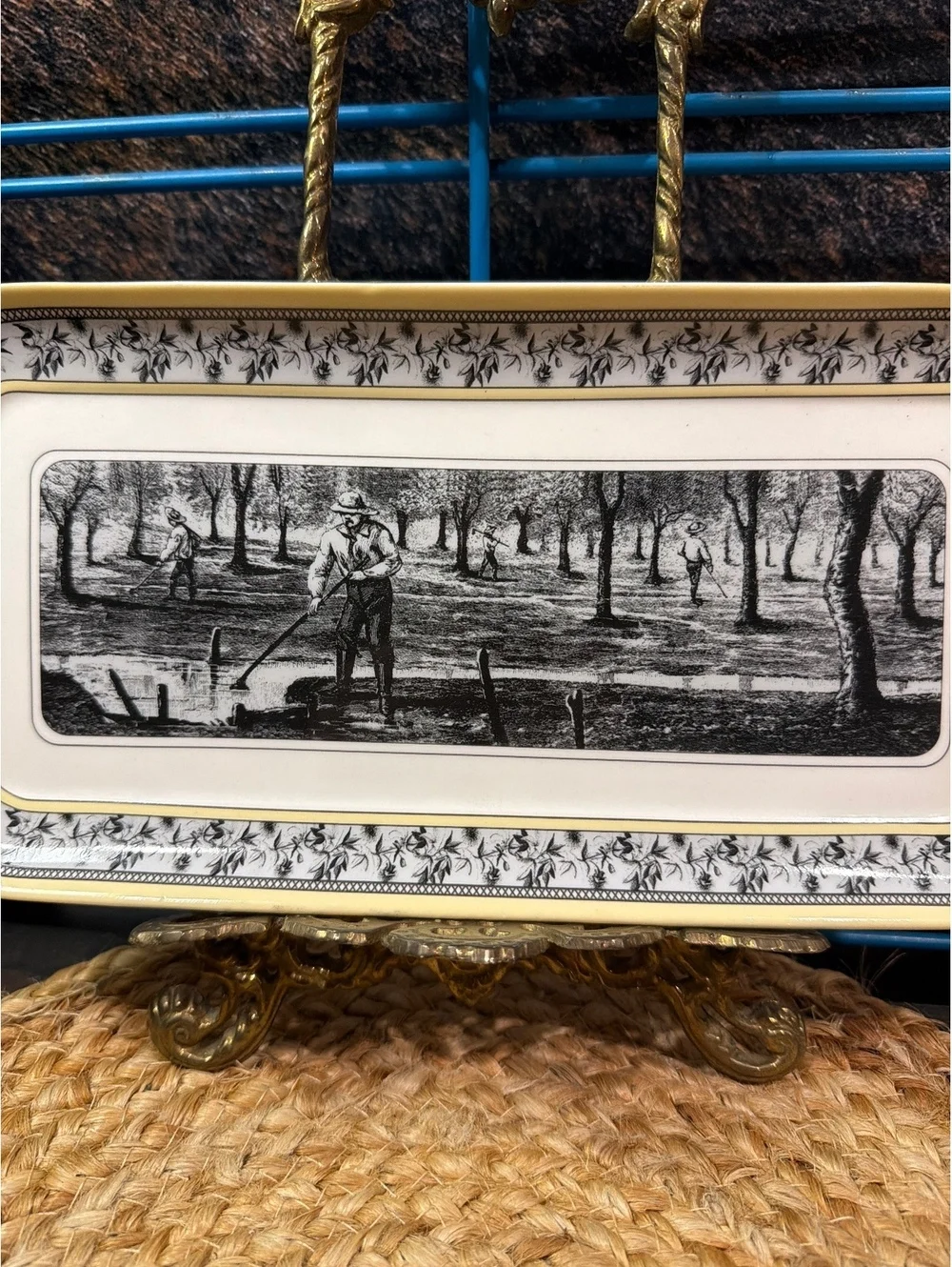 Vintage Designpac Inc. Rectangular Ceramic Serving Tray with Black and White Art